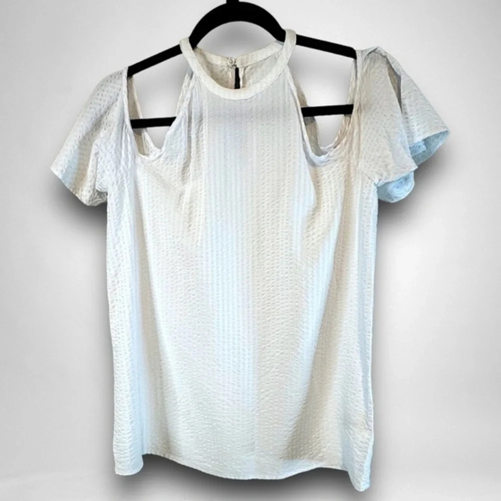 MICHAEL Michael Kors  WHITE TOP COLD SHOULDERS SIZE XSMALL  Viscose / Cotton
